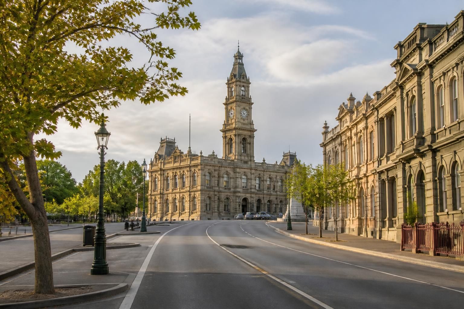 Ballarat street scene with heritage buildings and soft light