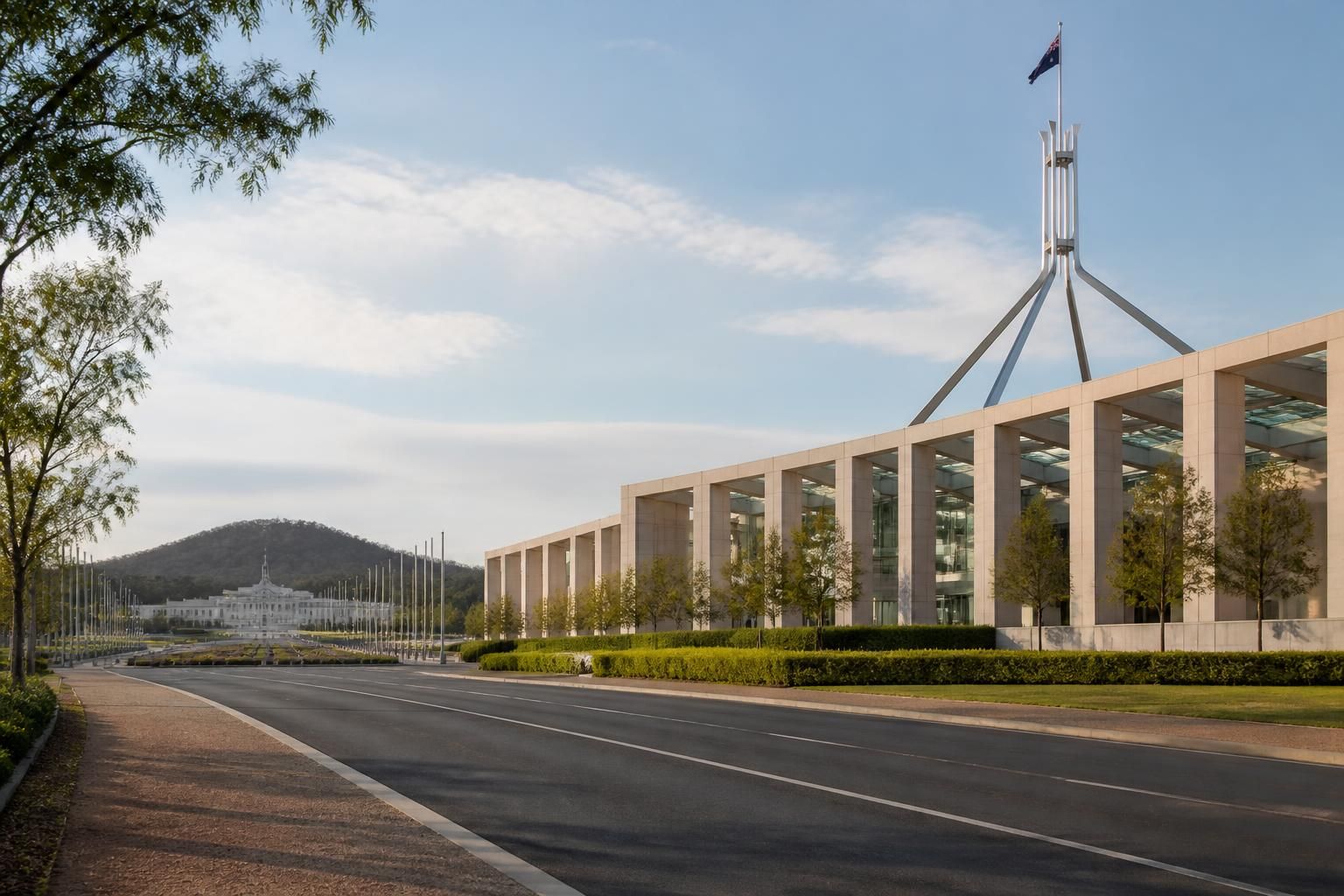 Canberra civic district with modern architecture and open roads
