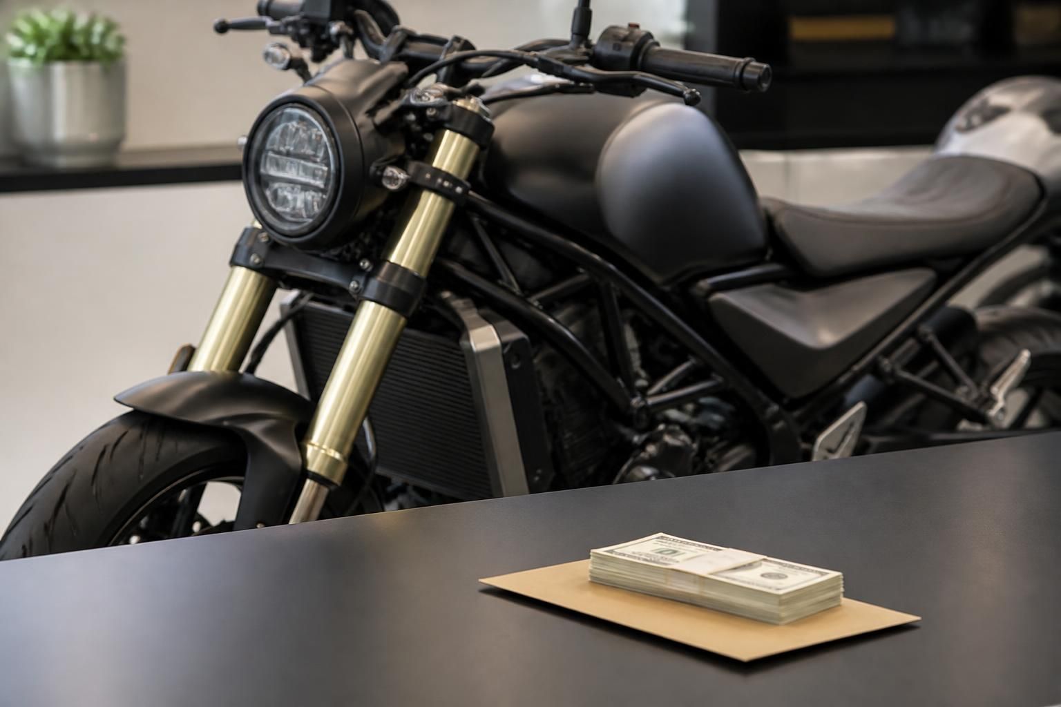 Premium motorcycle in a clean cash-for-bikes setting