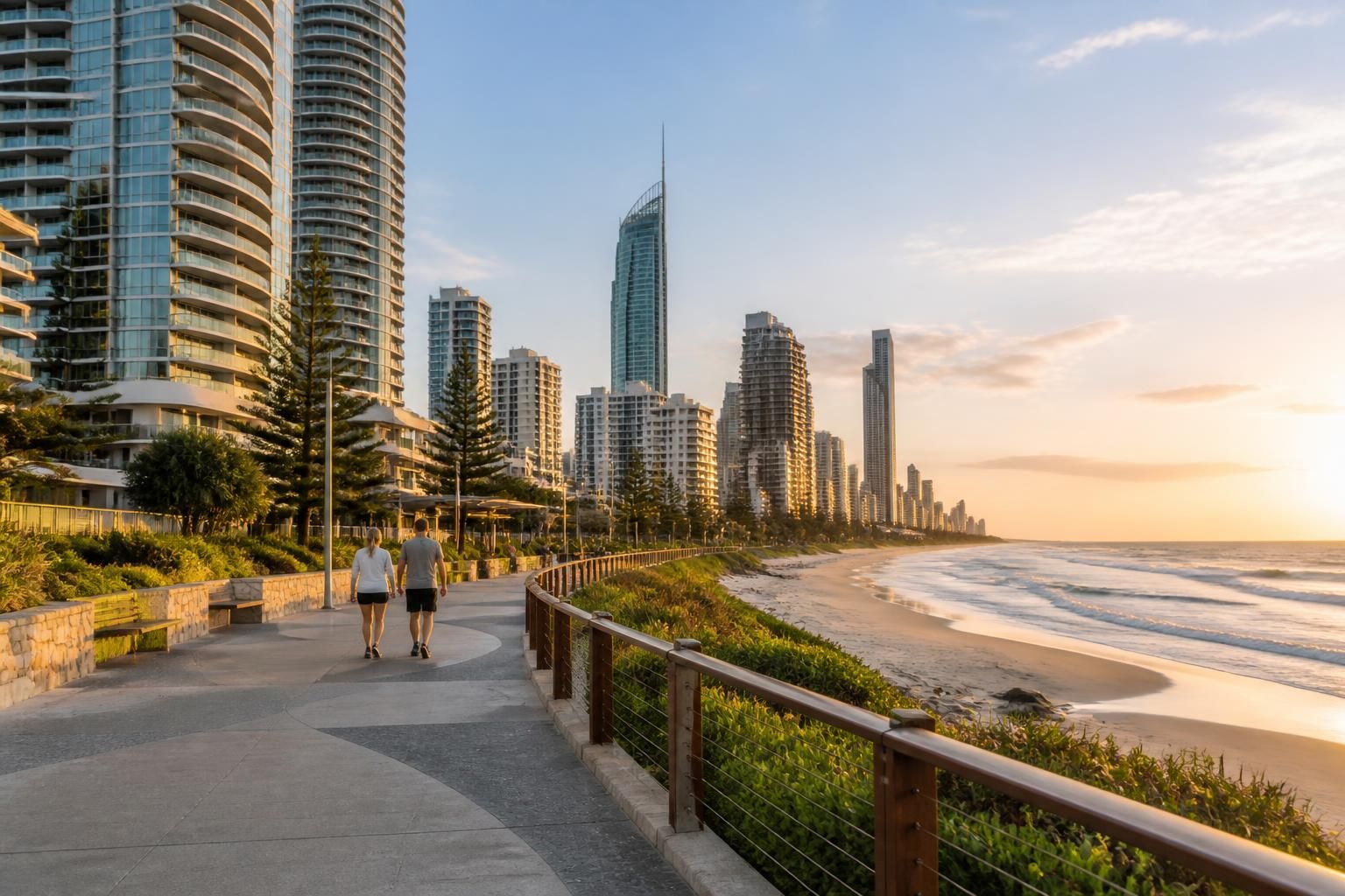 Gold Coast coastal city scene with modern towers
